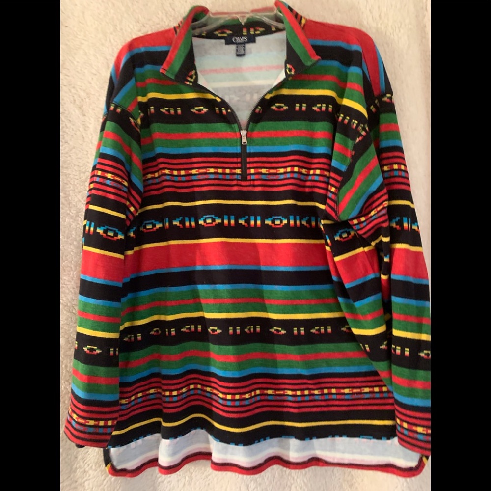 Chaps Aztec Print Half Zip Top